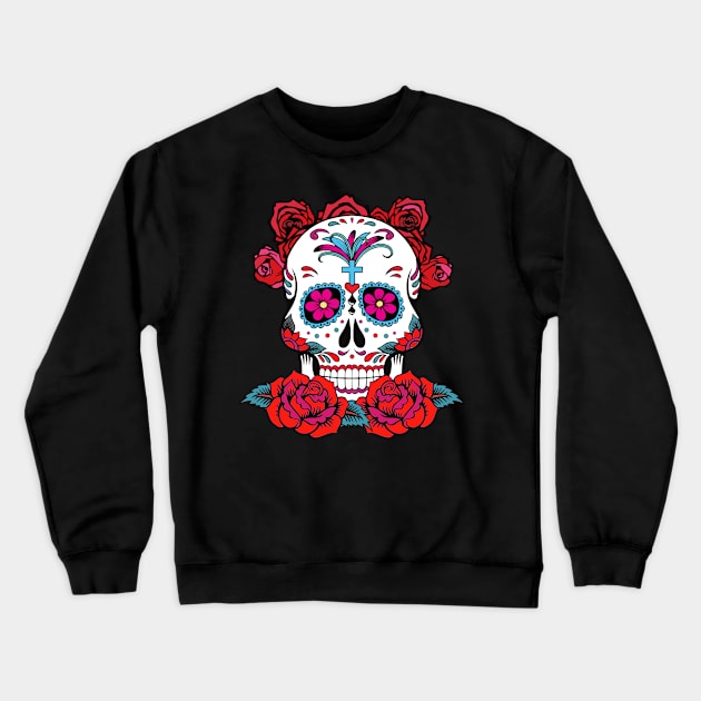 Dia De Los Muertos, Sugar Skull Design Crewneck Sweatshirt by PugSwagClothing